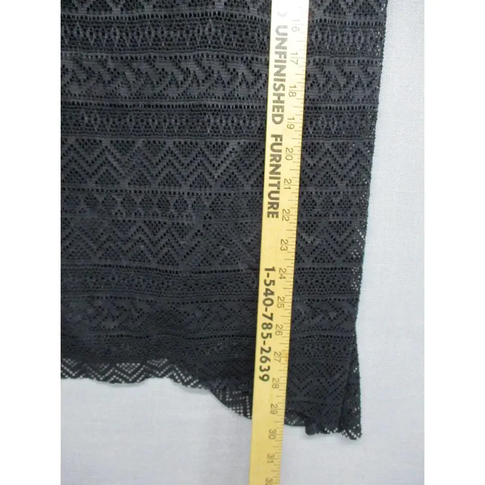 Black Patterned‎ Lace Sheer BOHO Asymmetrical Layered Swim Top Womens Size XXL